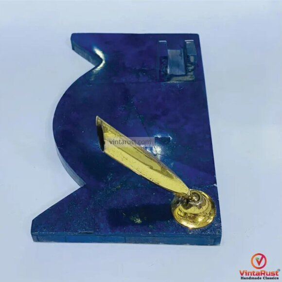 Luxury Lapis Lazuli Pen Stand: Brass Base, Desk Decor - Picture 4 of 6